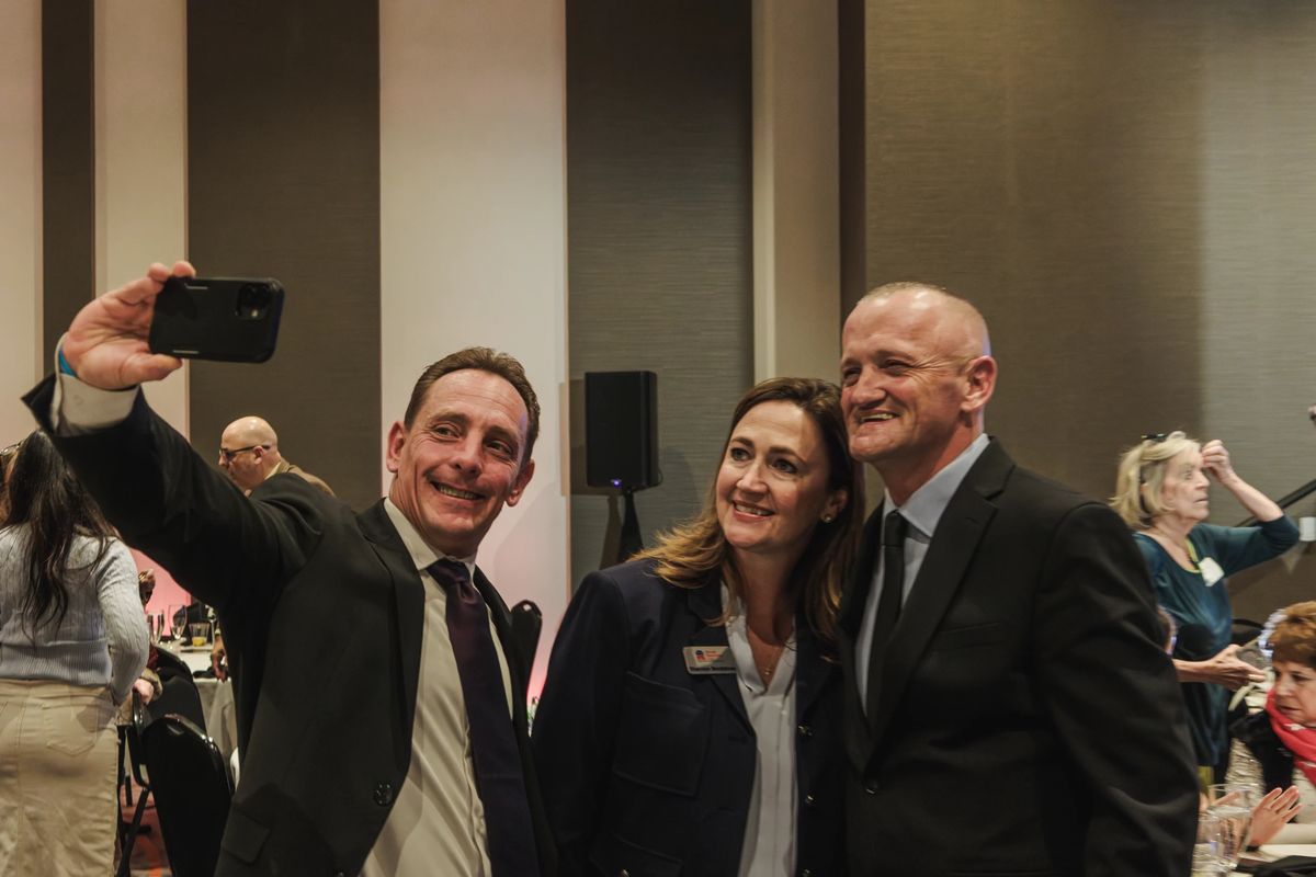 Supporters take a photo together at a Nevada Republican Club event